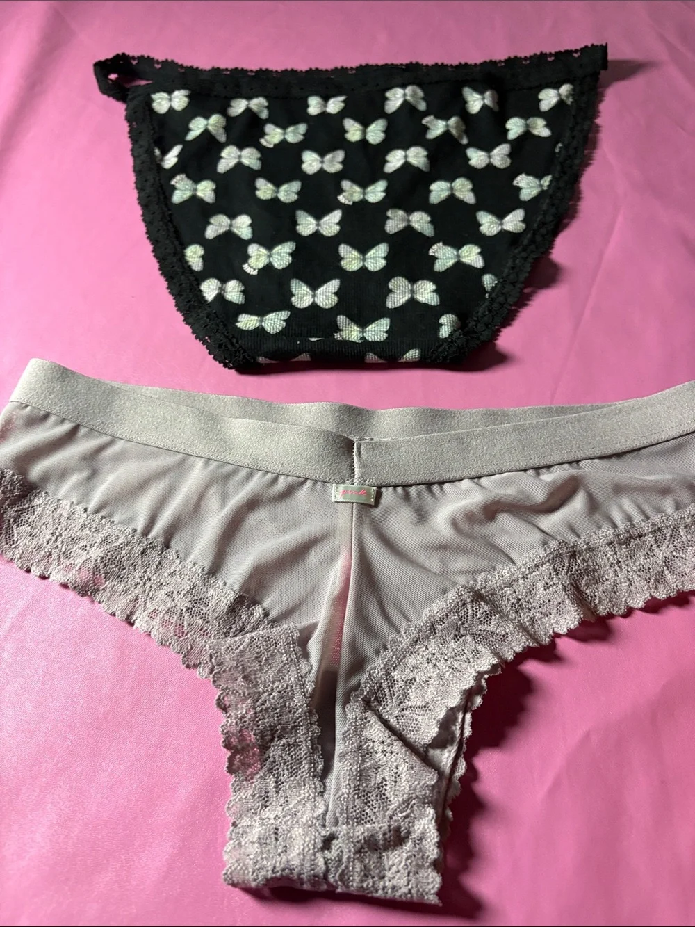 Victoria's Secret Black Lace, Pink, Yellow Floral & Lilac Bikini Panty Set